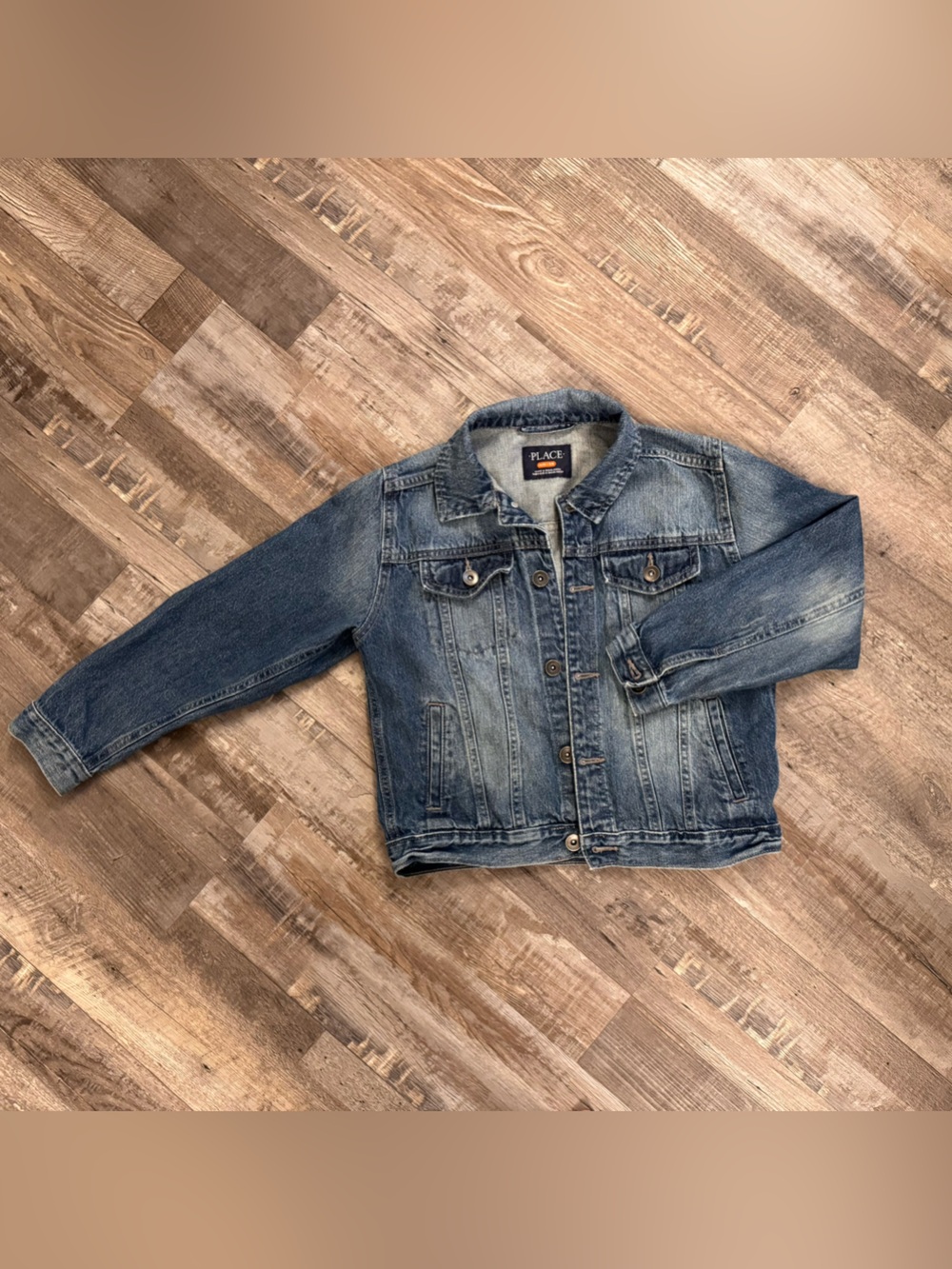 The Children's Place distressed Blue Denim Jean Jacket size 7/8